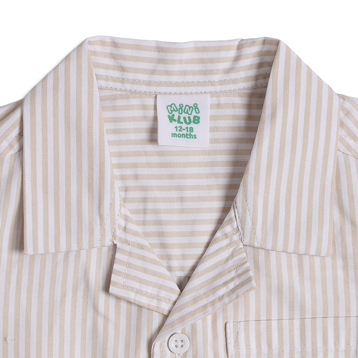 Baby Boys Beige & White Striped Cotton Casual Shirt Regular Fit Kids Shirt