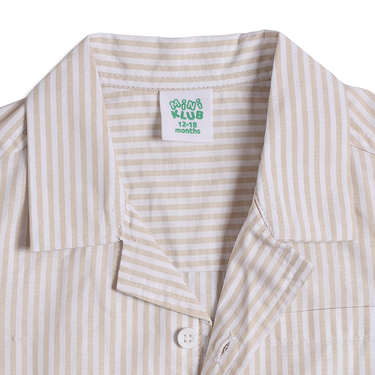 Baby Boys Beige & White Striped Cotton Casual Shirt Regular Fit Kids Shirt