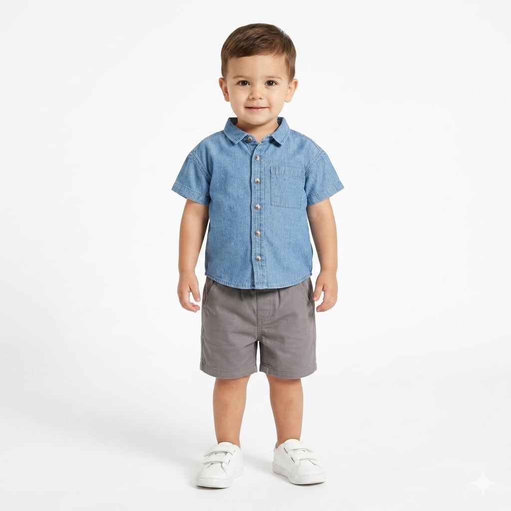 Boys Cotton Shirt, Light Blue