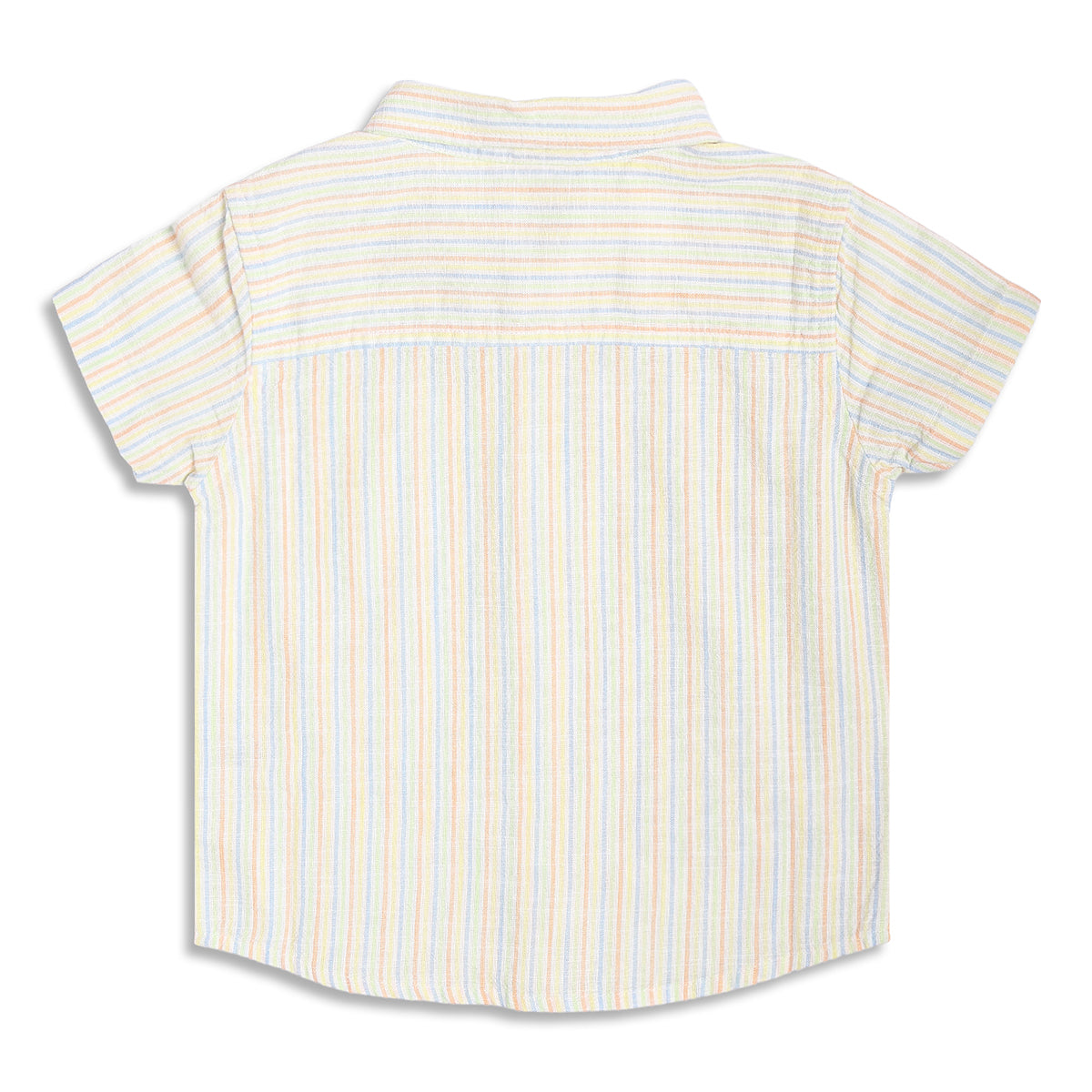Boys Striped Cotton Shirt, White Multi-Colour