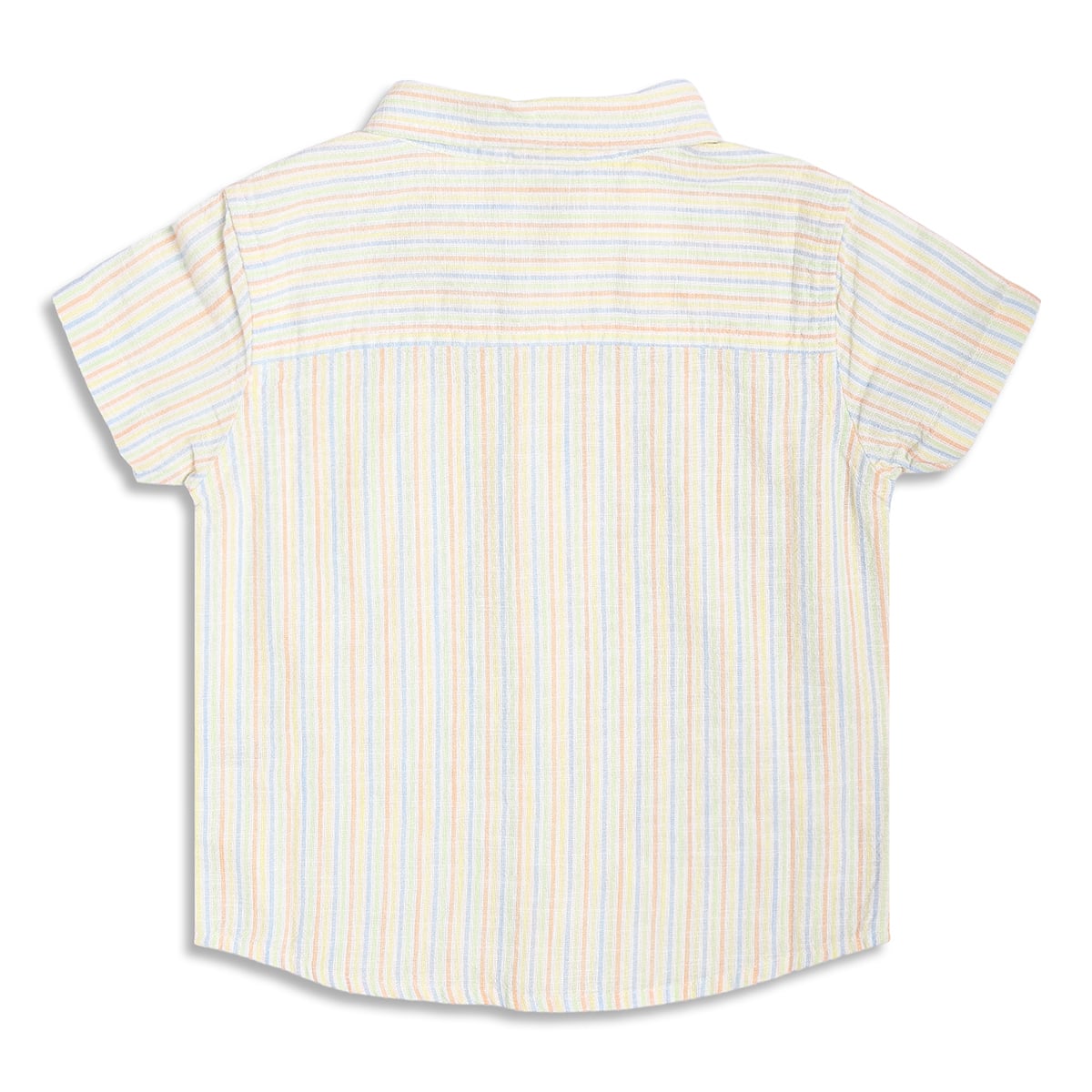 Boys Striped Cotton Shirt, White Multi-Colour