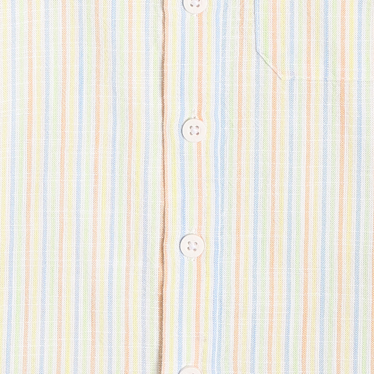 Boys Striped Cotton Shirt, White Multi-Colour