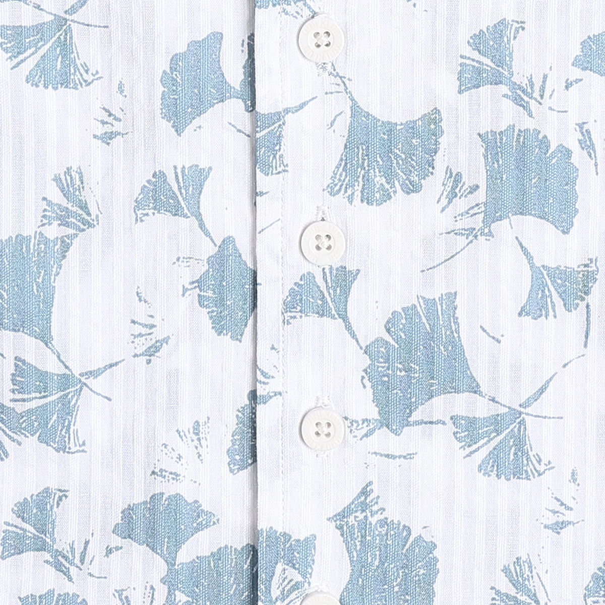 Boys Floral Print Cotton Shirt, White and Blue