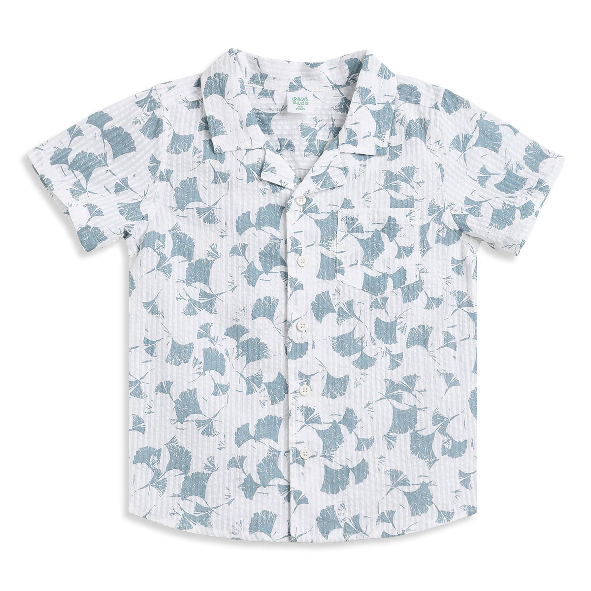 Baby Boys White and Blue Cotton Shirt Regular Fit Casual Kids Shirt