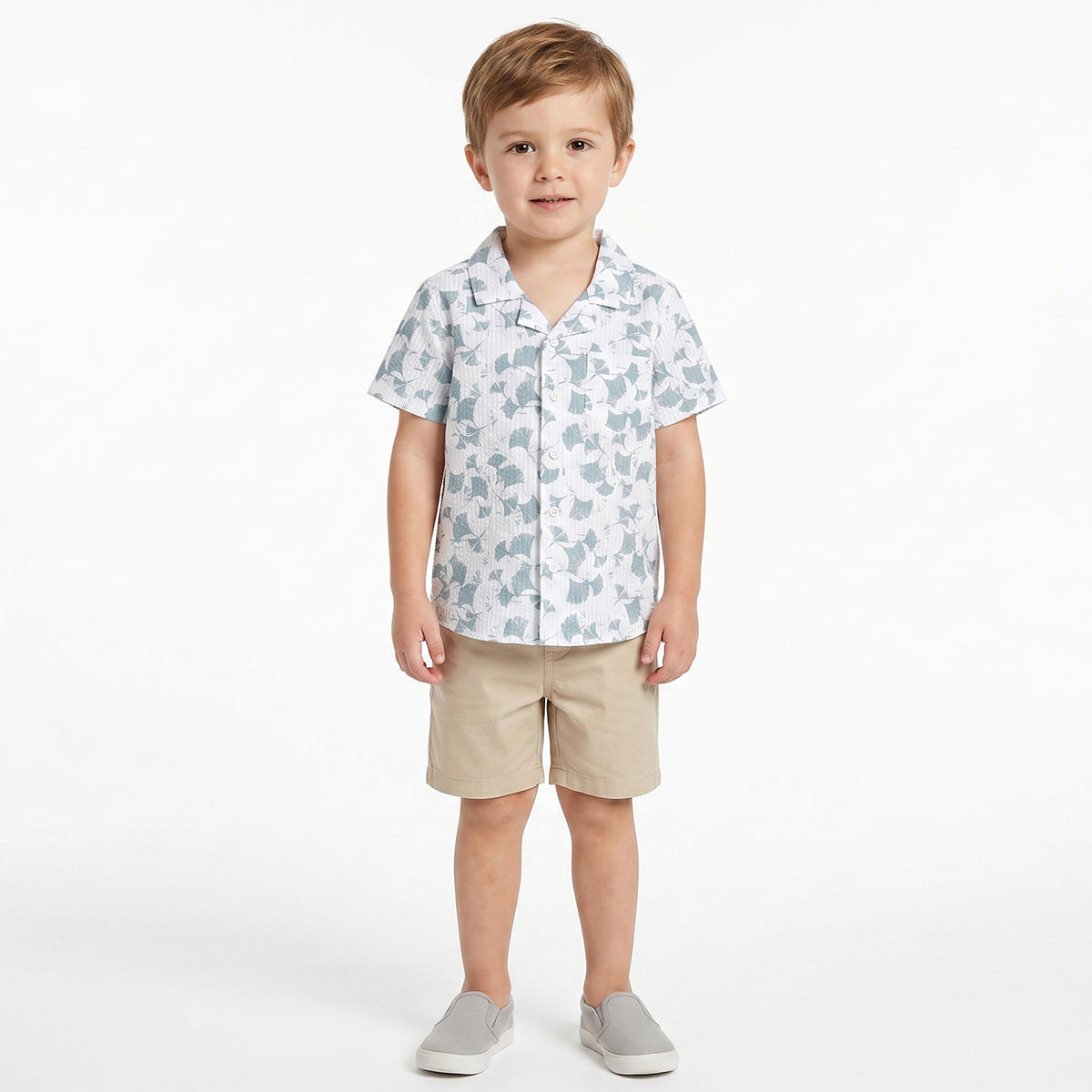 Baby Boys White and Blue Cotton Shirt Regular Fit Casual Kids Shirt