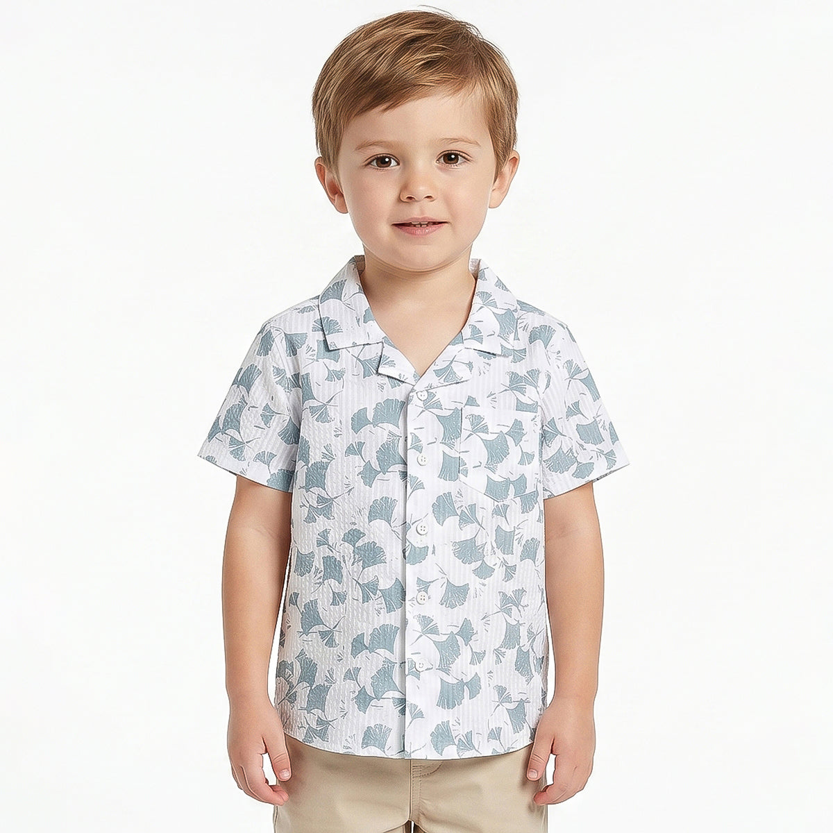Baby Boys White and Blue Cotton Shirt Regular Fit Casual Kids Shirt