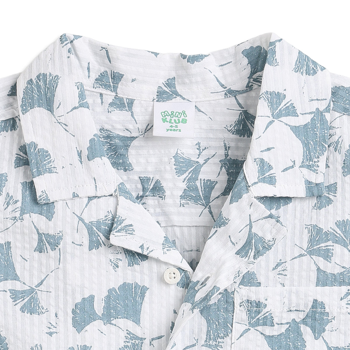 Baby Boys White and Blue Cotton Shirt Regular Fit Casual Kids Shirt
