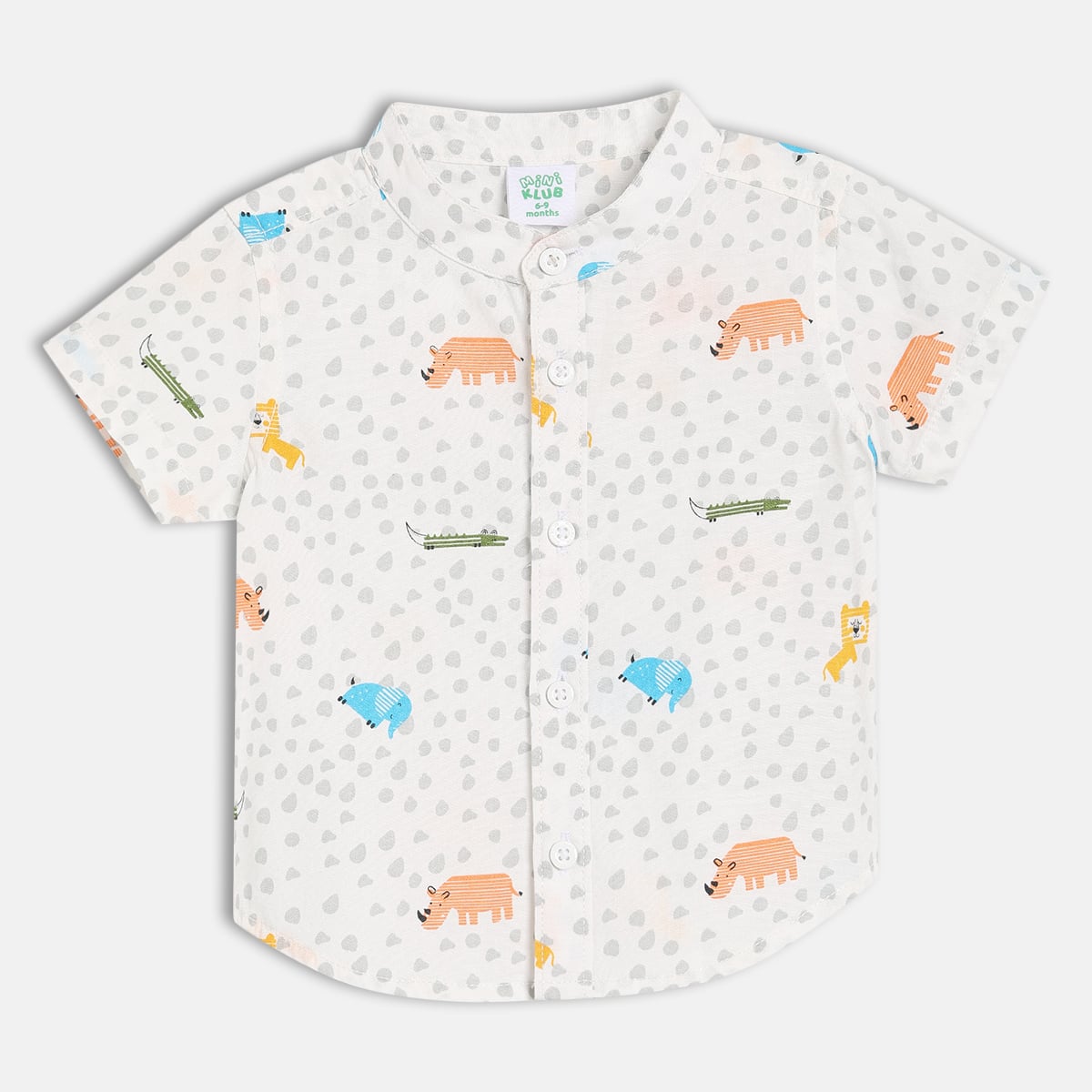 Baby Boys White Animal Print Cotton Shirt Regular Fit Casual Wear