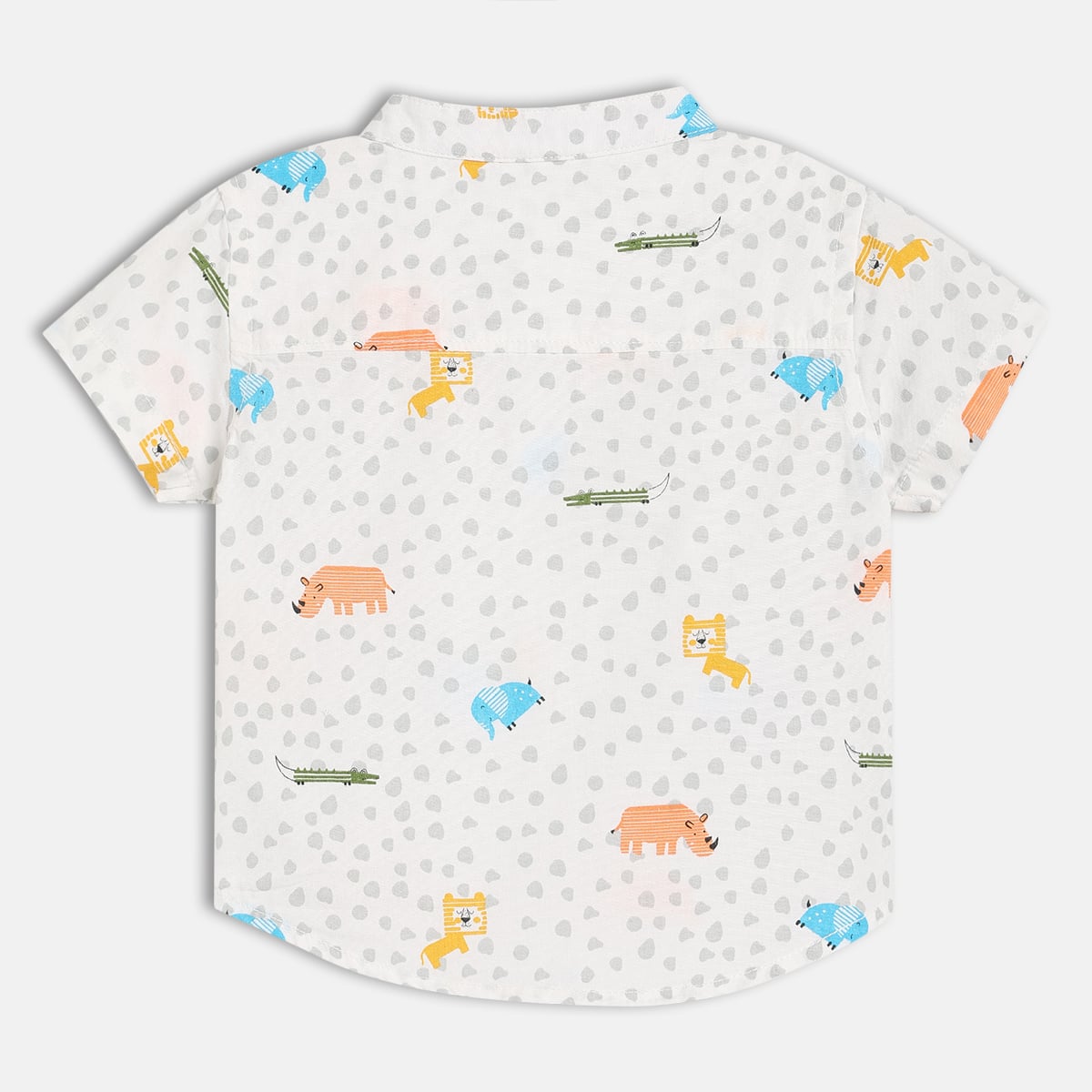 Baby Boys White Animal Print Cotton Shirt Regular Fit Casual Wear