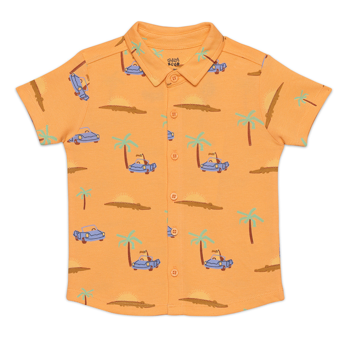 Baby Boys All Over Palm And Car Print T-Shirt, Orange