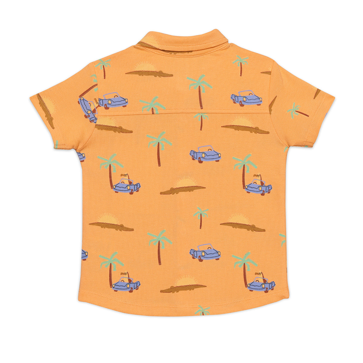 Baby Boys All Over Palm And Car Print T-Shirt, Orange