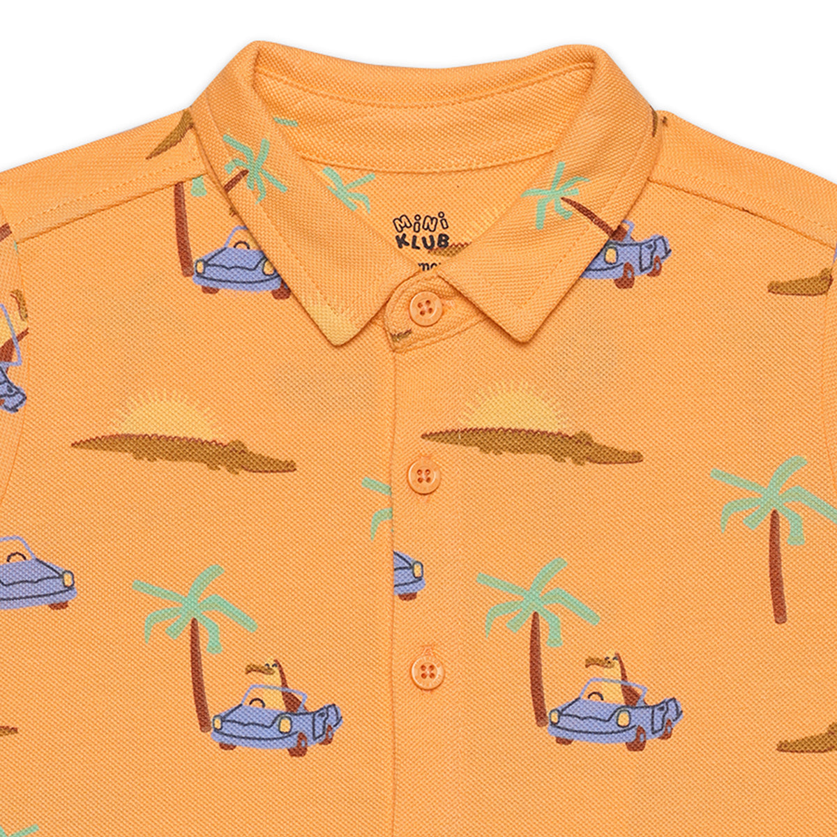 Baby Boys All Over Palm And Car Print T-Shirt, Orange