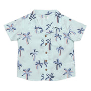 Baby Boys All Over Palm Print Shirt, Mint Green