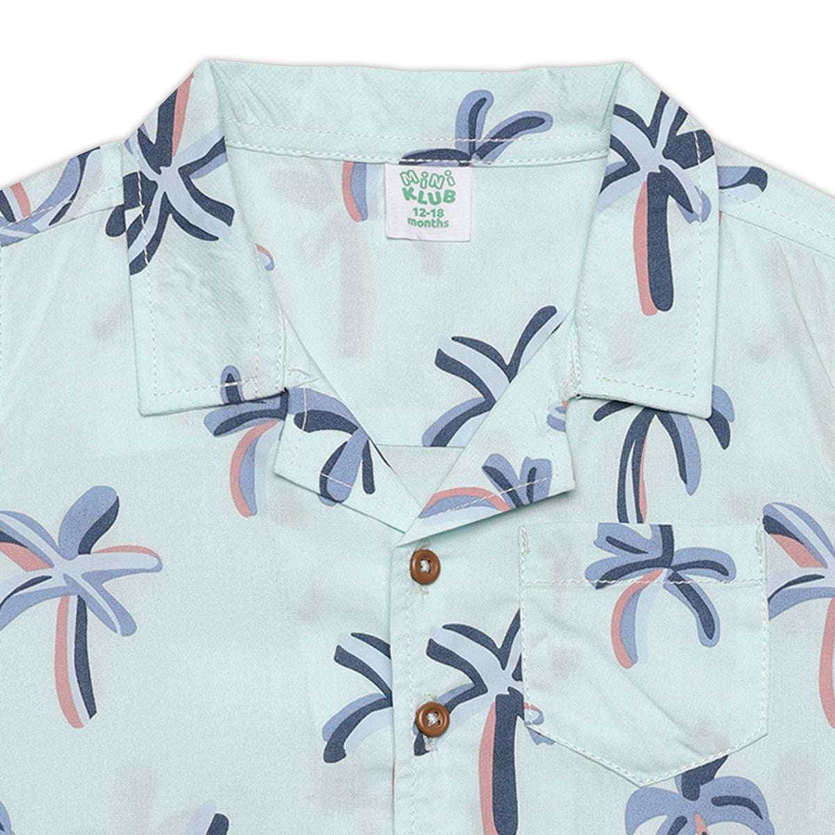 Baby Boys All Over Palm Print Shirt, Mint Green