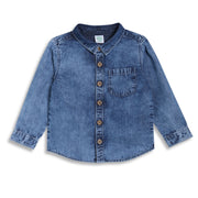 Baby Boys Solid Denim Casual Shirt, Blue