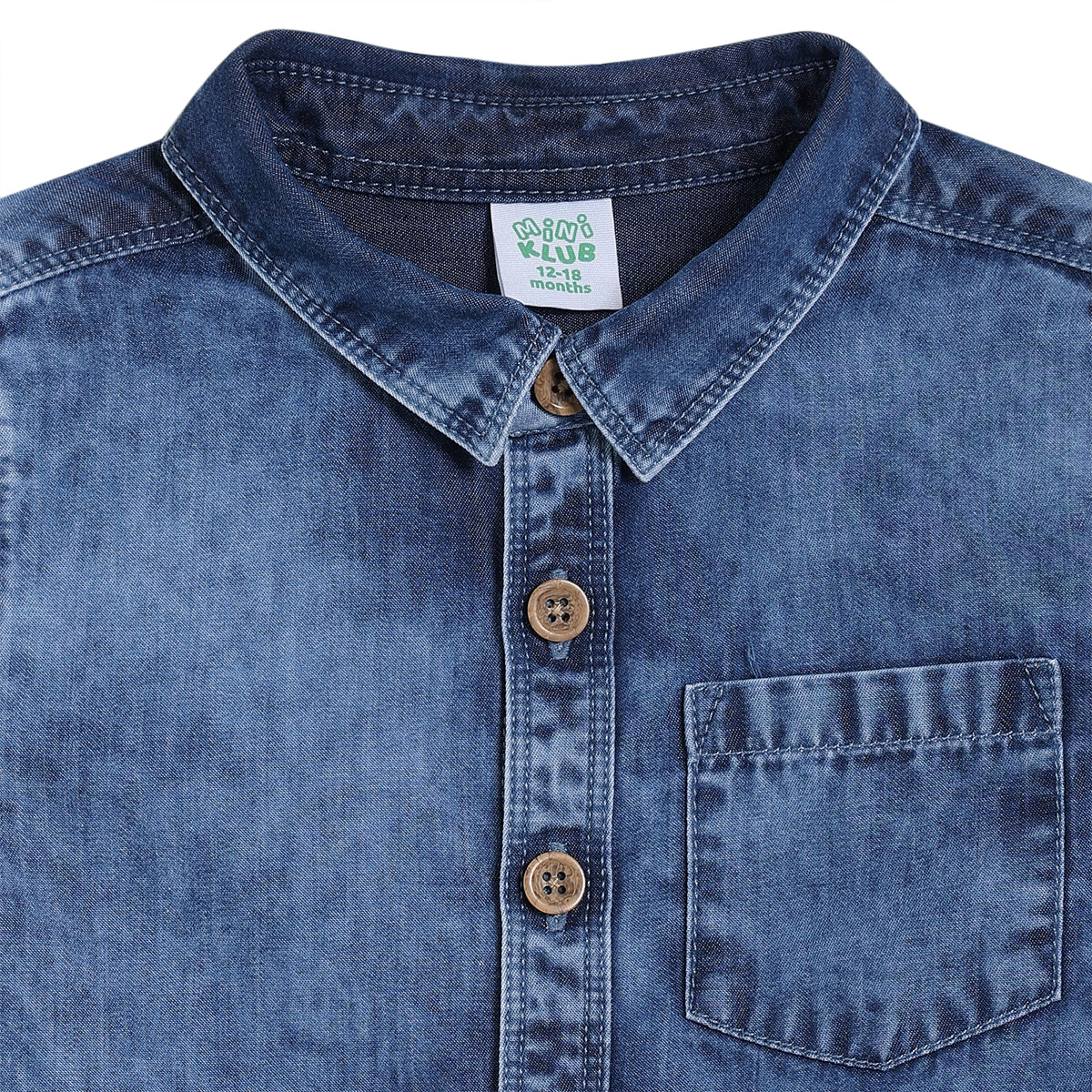 Baby Boys Solid Denim Casual Shirt, Blue