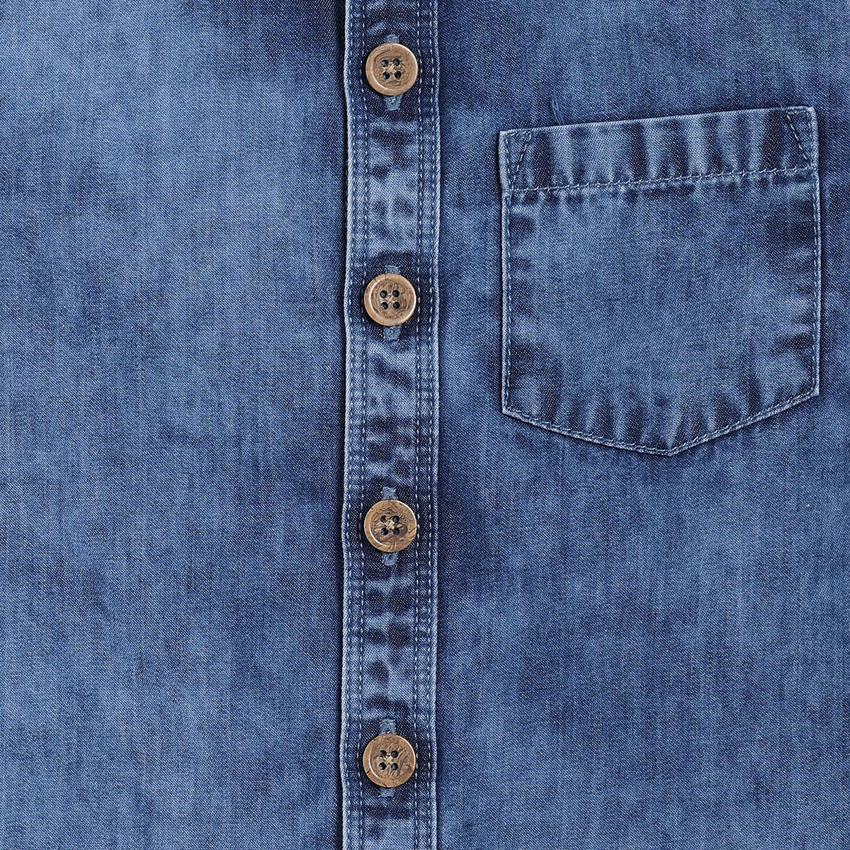 Baby Boys Solid Denim Casual Shirt, Blue