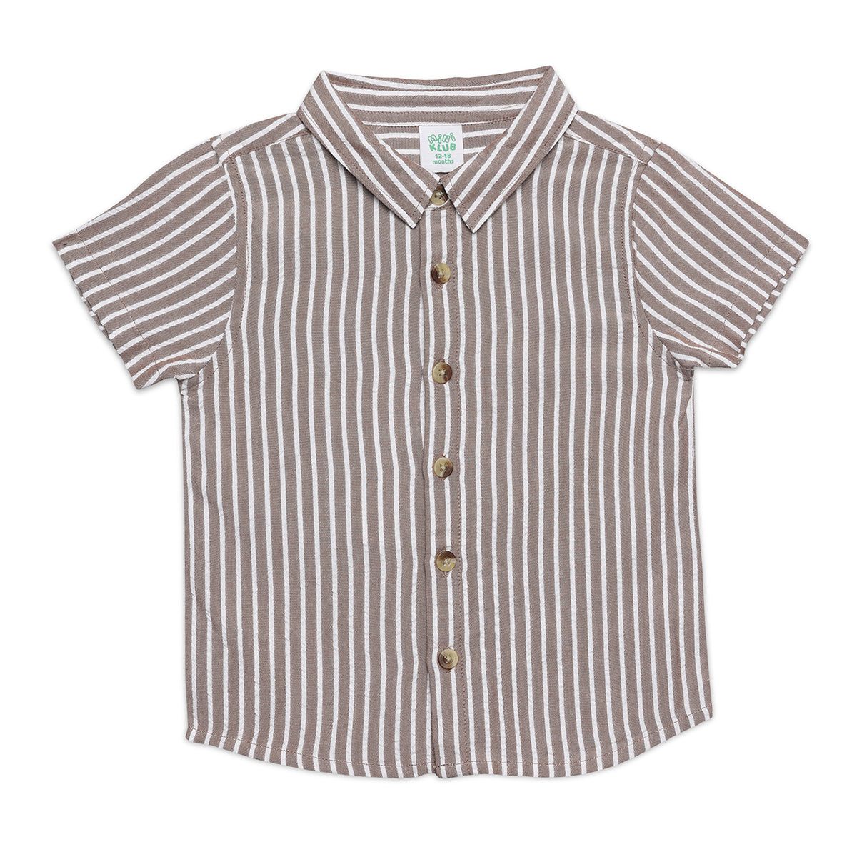 Baby Boys Vertical Striped Button Down Shirt, Brown and White
