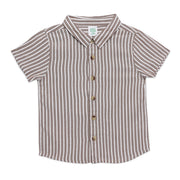 Baby Boys Vertical Striped Button Down Shirt, Brown and White