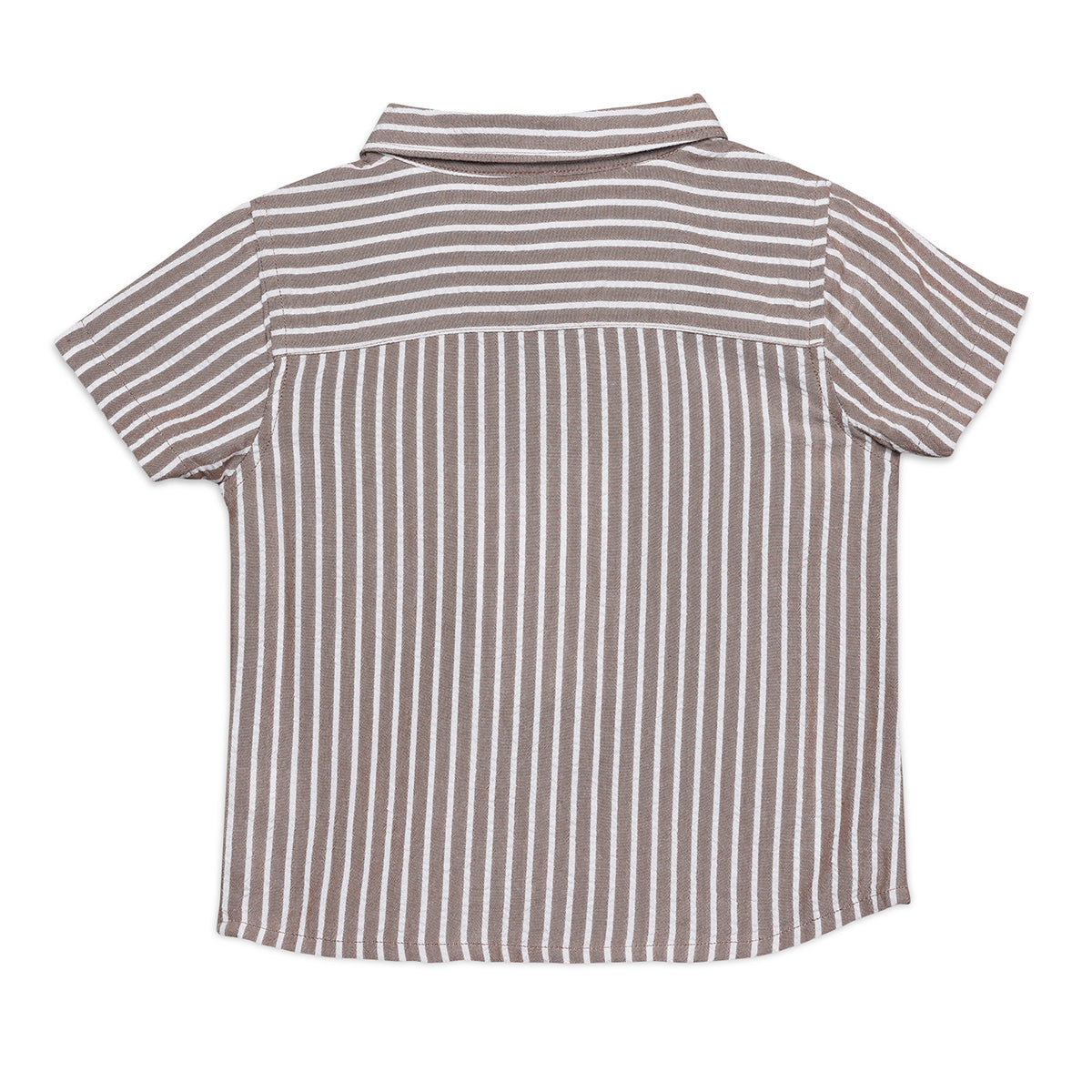 Baby Boys Vertical Striped Button Down Shirt, Brown and White