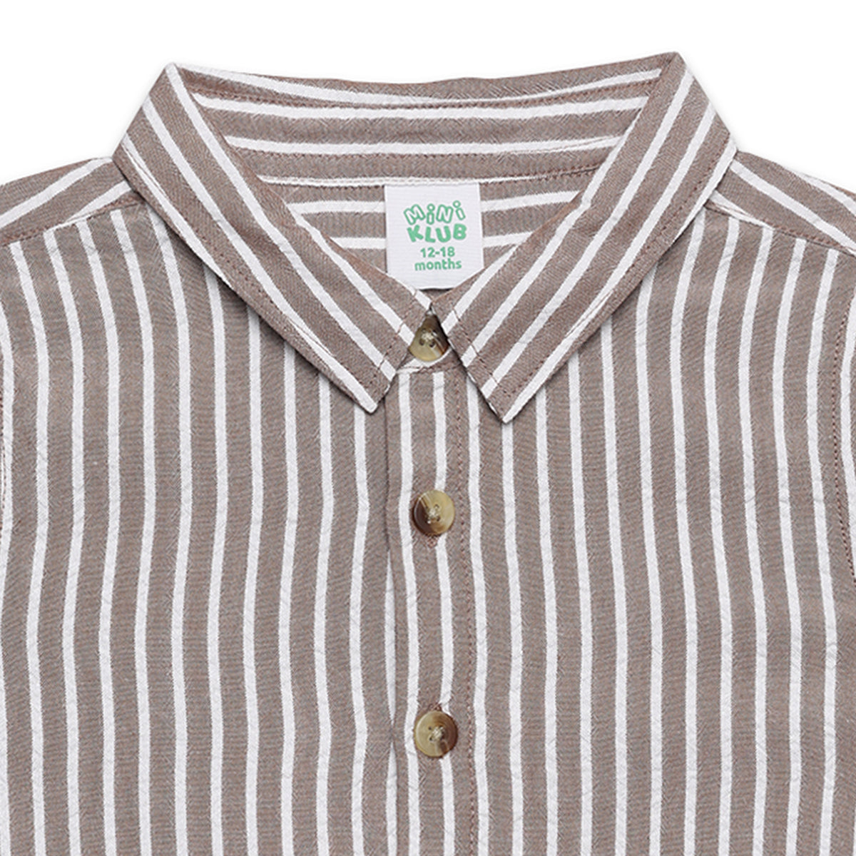 Baby Boys Vertical Striped Button Down Shirt, Brown and White