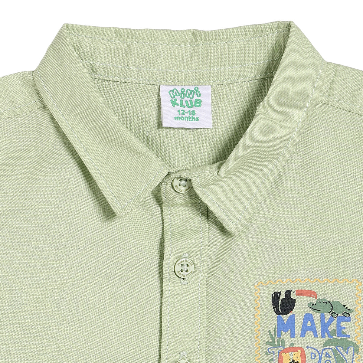 Baby Boys Graphic Print Shirt, Light Green