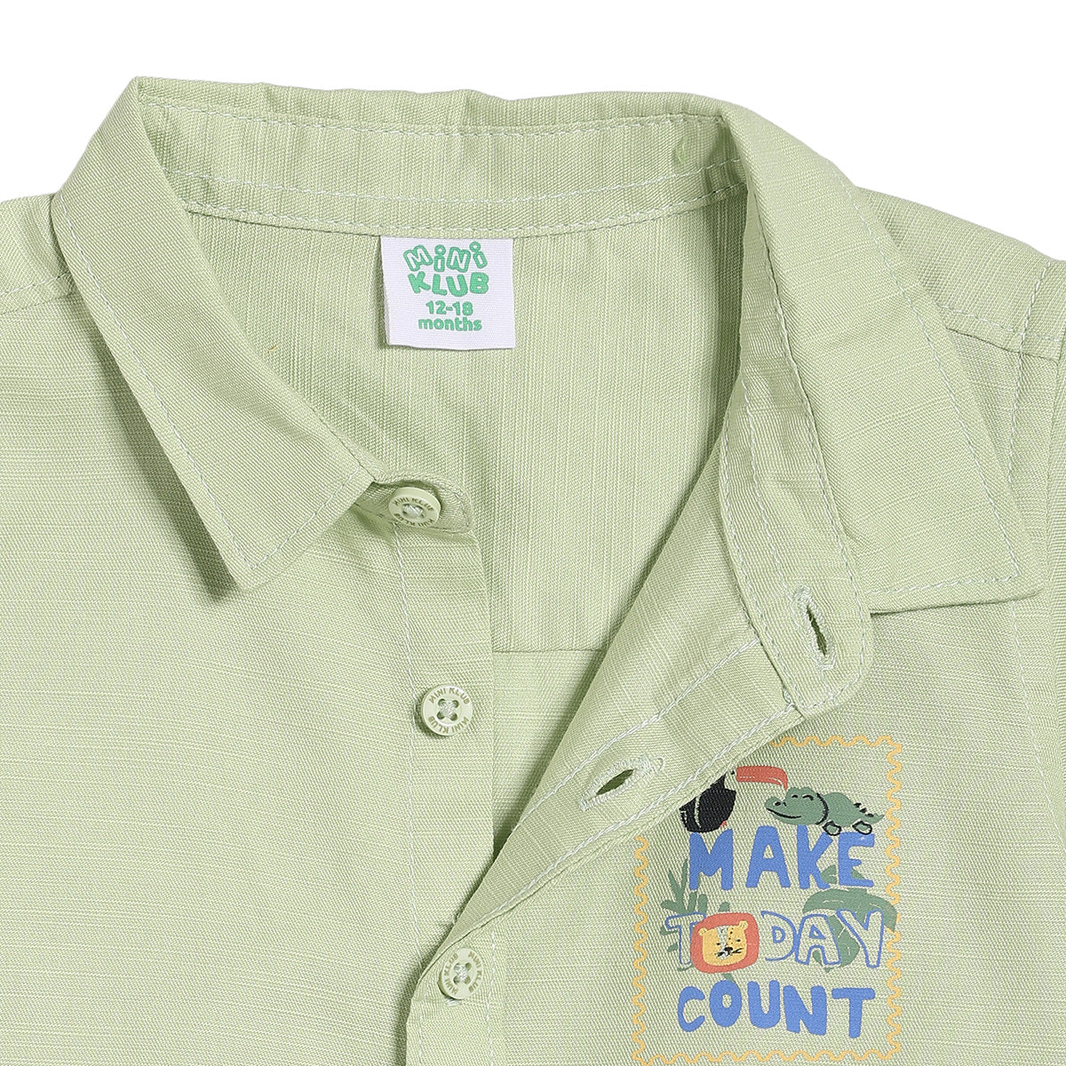 Baby Boys Graphic Print Shirt, Light Green