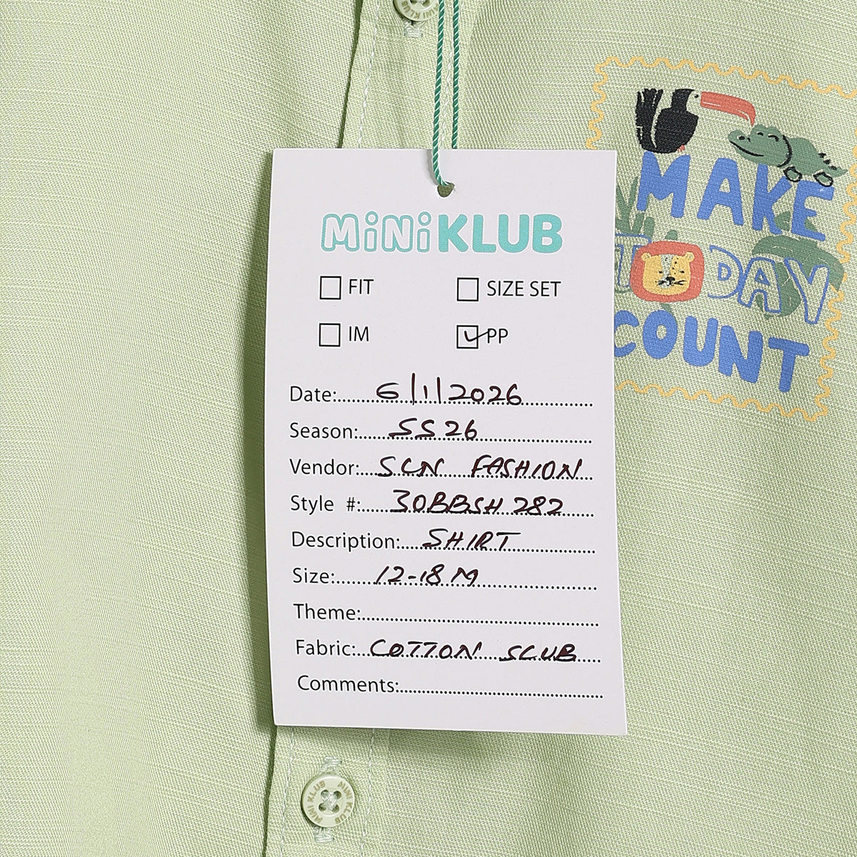 Baby Boys Graphic Print Shirt, Light Green