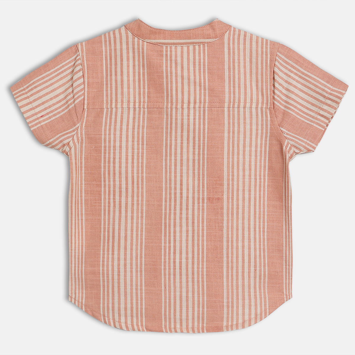 Boys Striped Mandarin Collar Shirt – Peach