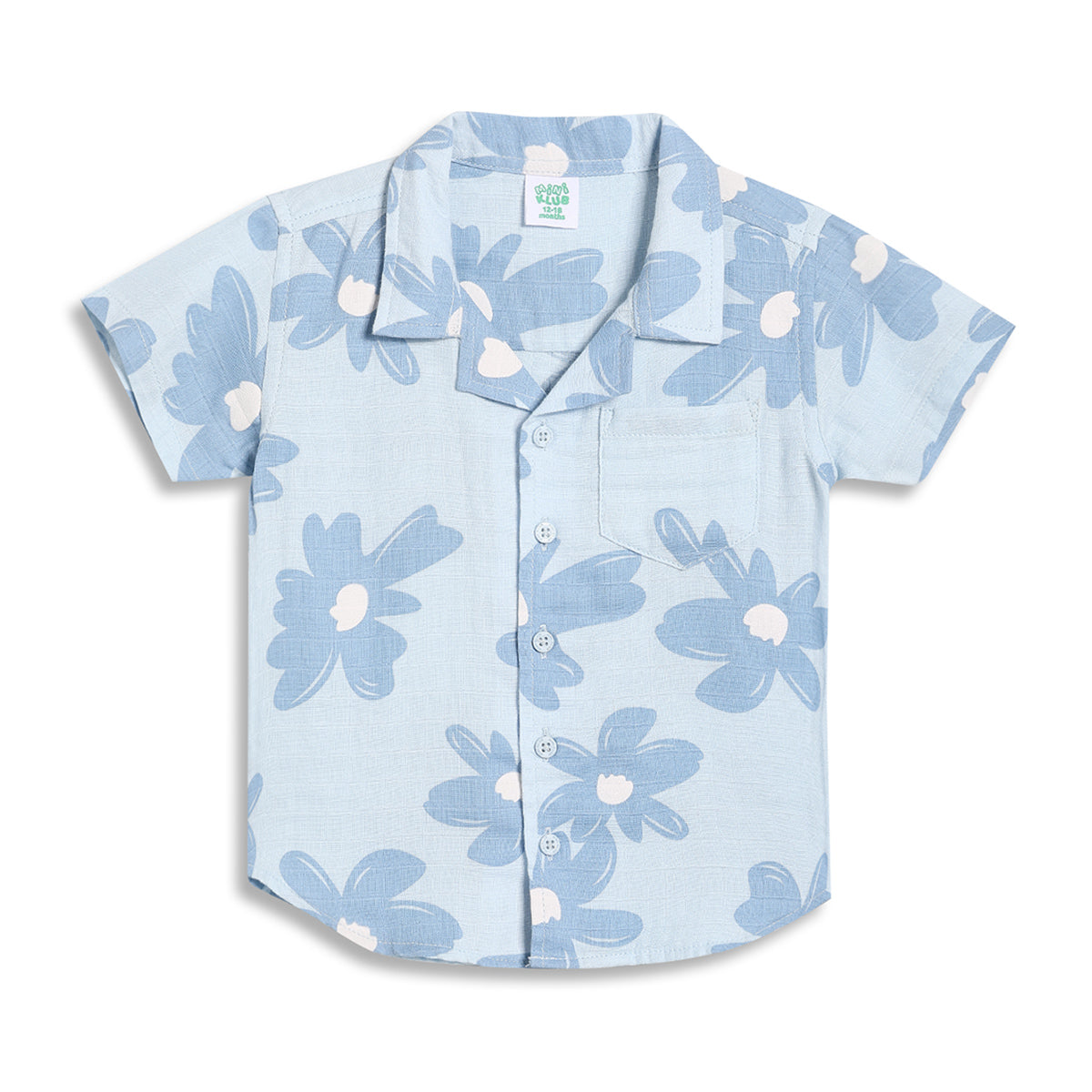 Baby Boys Floral Print Shirt, Light Blue