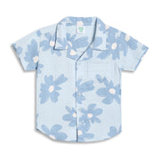 Baby Boys Floral Print Shirt, Light Blue