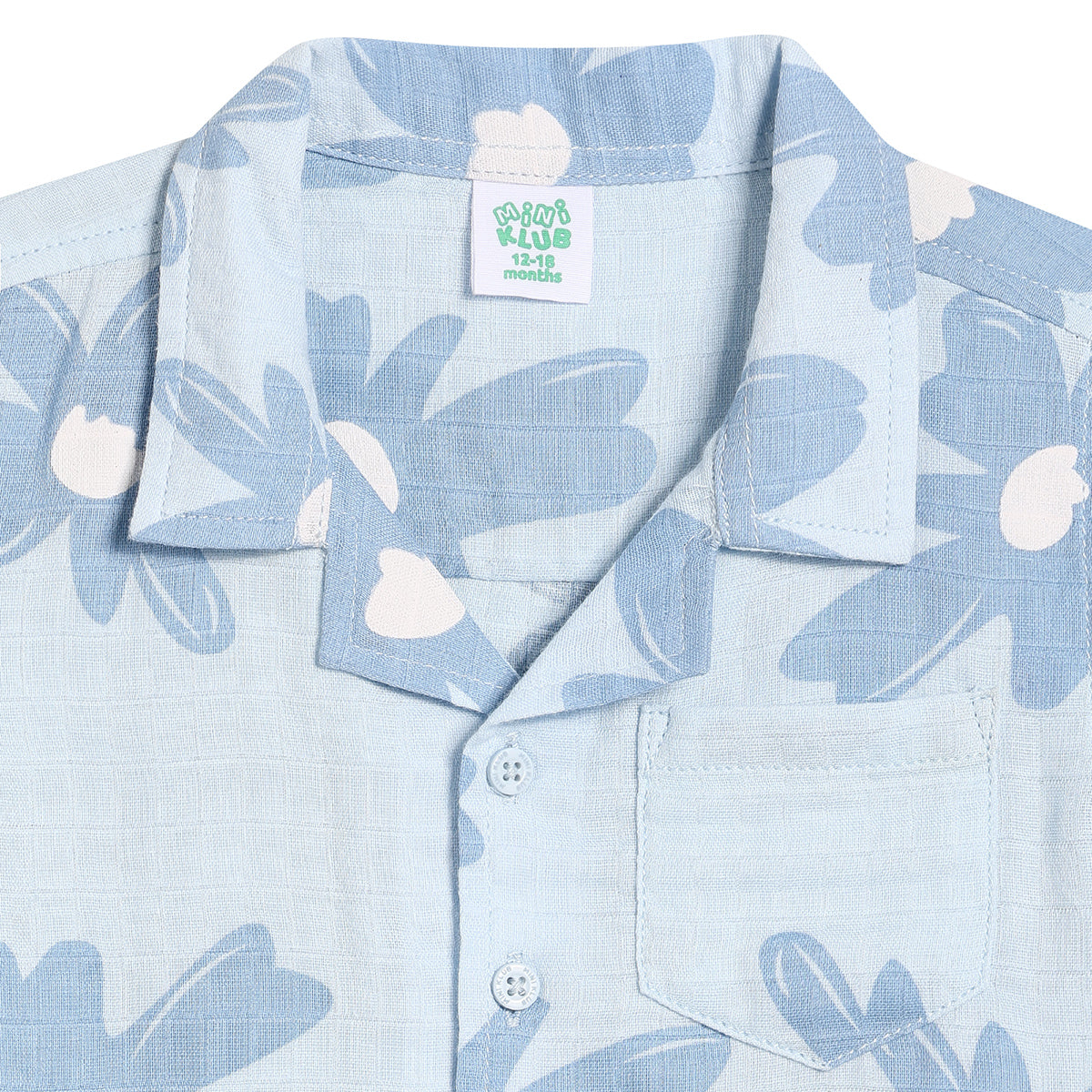 Baby Boys Floral Print Shirt, Light Blue