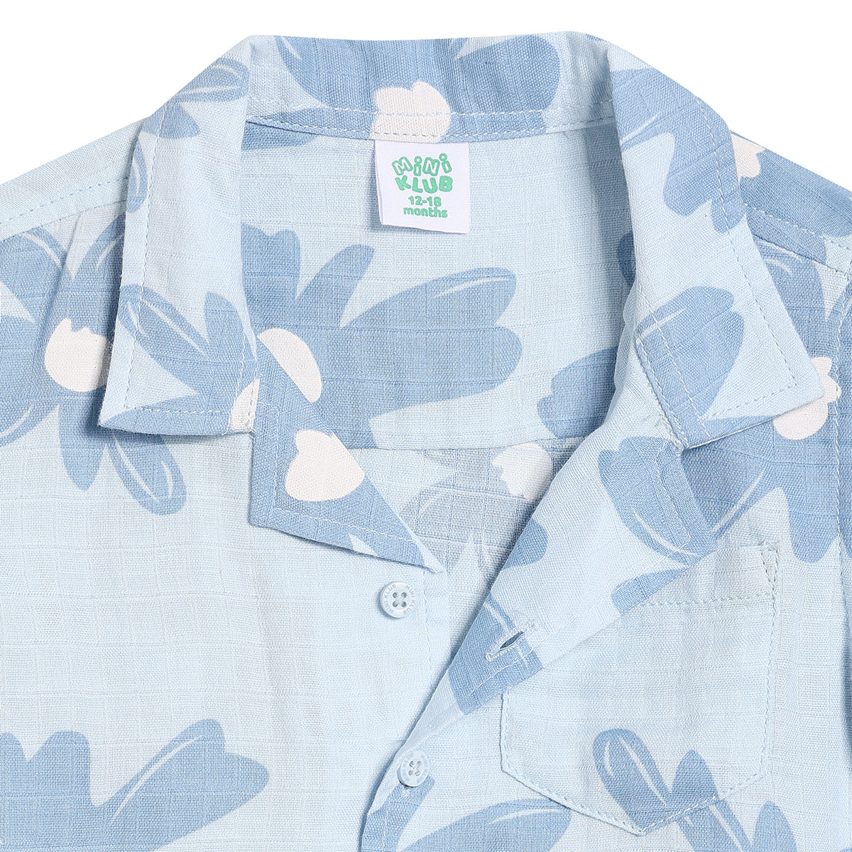 Baby Boys Floral Print Shirt, Light Blue