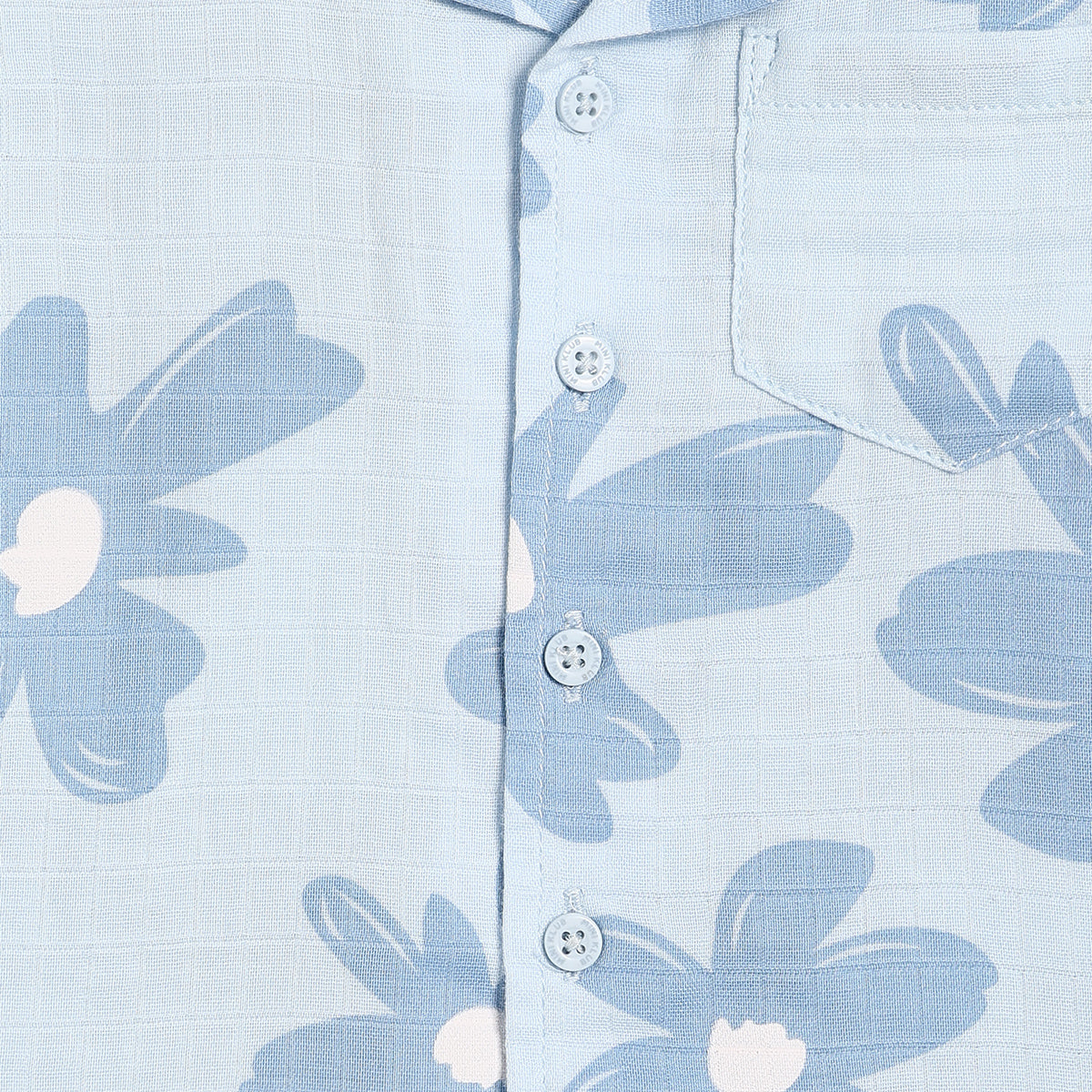Baby Boys Floral Print Shirt, Light Blue
