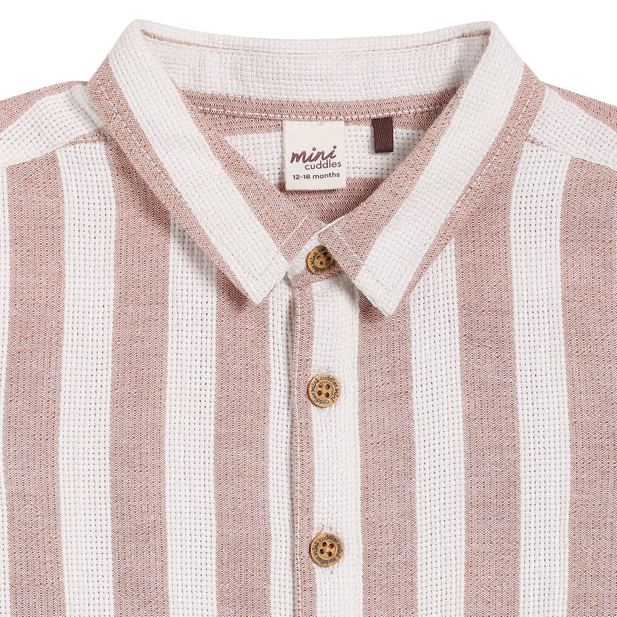 Baby Boys Striped Shirt, Brown and White