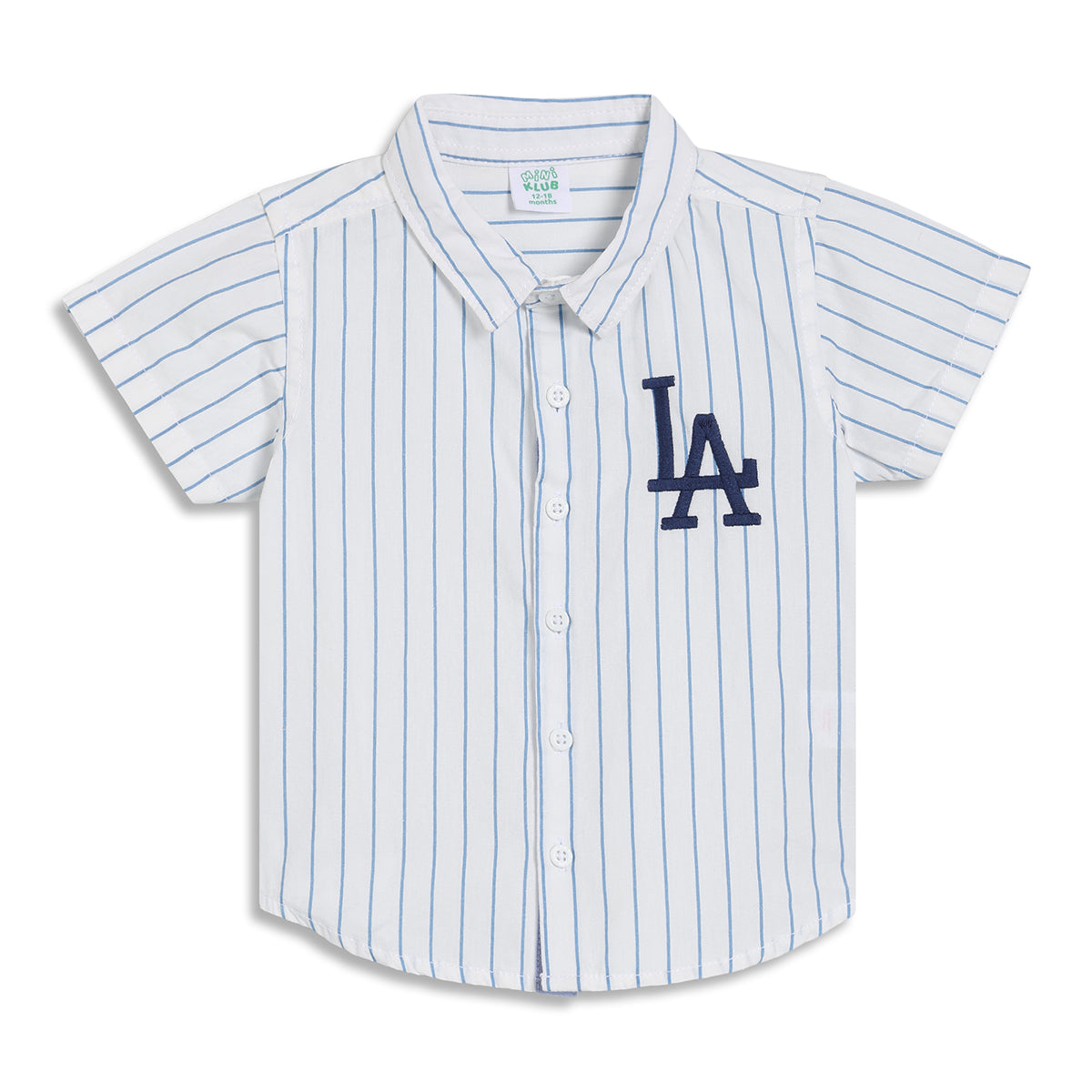 Baby Boys Striped Shirt, White and Blue