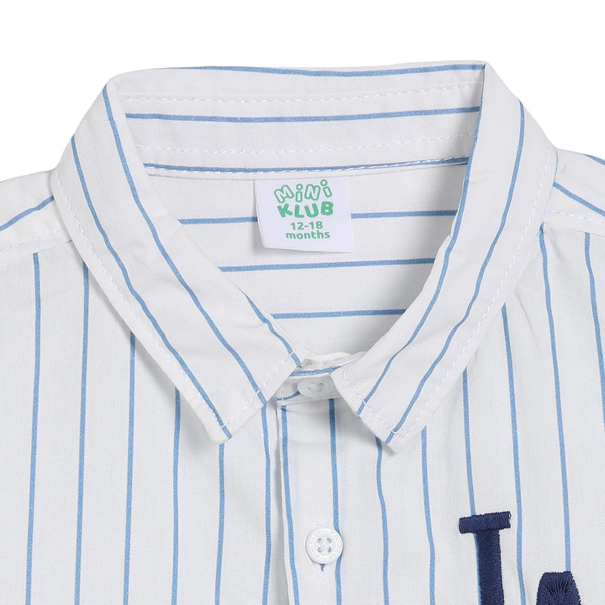 Baby Boys Striped Shirt, White and Blue