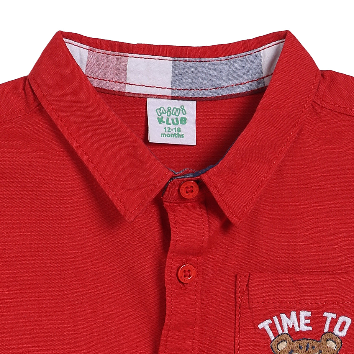 Baby Boys Bear Embroidered Shirt, Red
