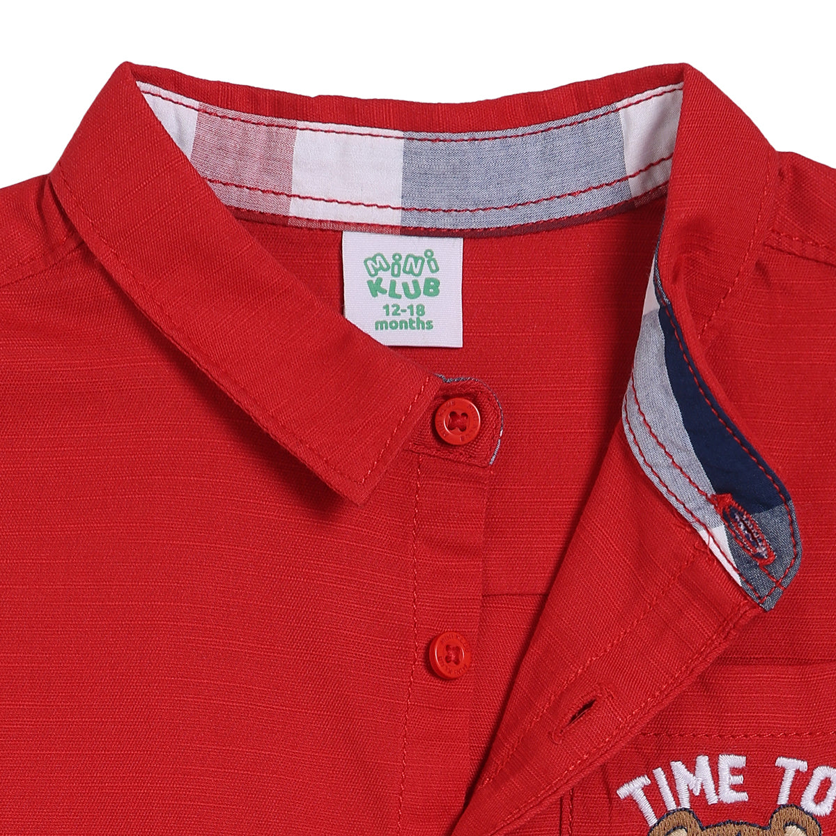 Baby Boys Bear Embroidered Shirt, Red