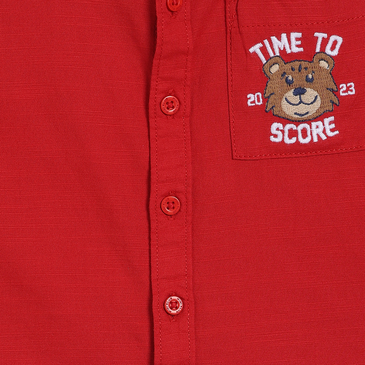 Baby Boys Bear Embroidered Shirt, Red