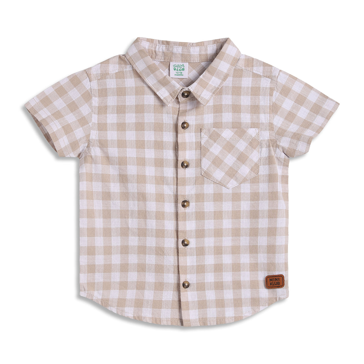 Baby Boys Checked Shirt, Beige