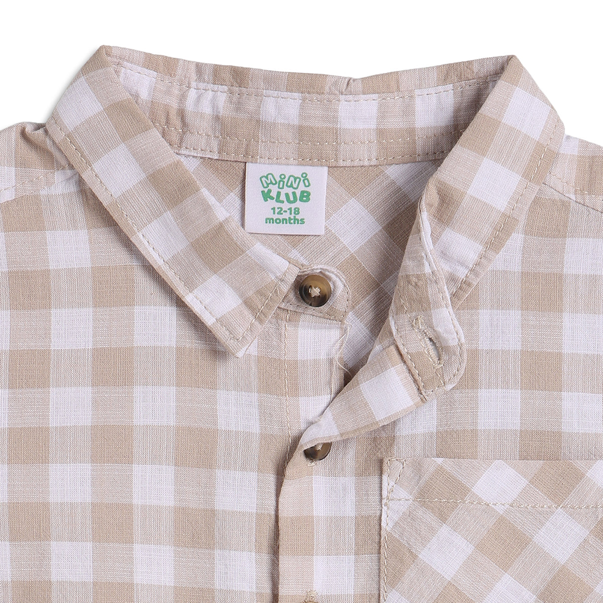 Baby Boys Checked Shirt, Beige