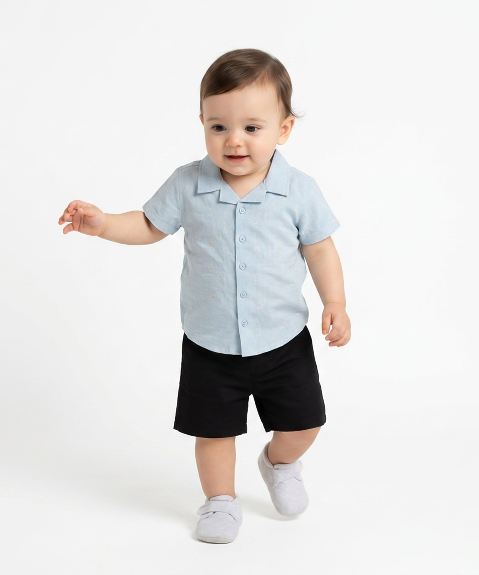 Baby Boys Moon and Star Print Shirt, Blue