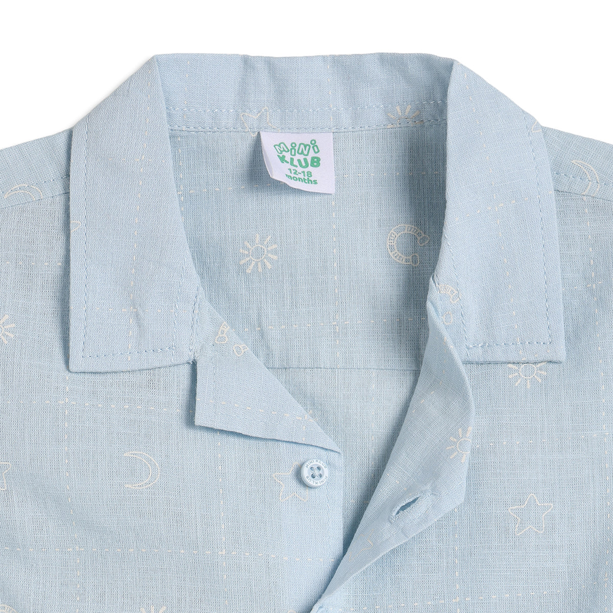 Baby Boys Moon and Star Print Shirt, Blue