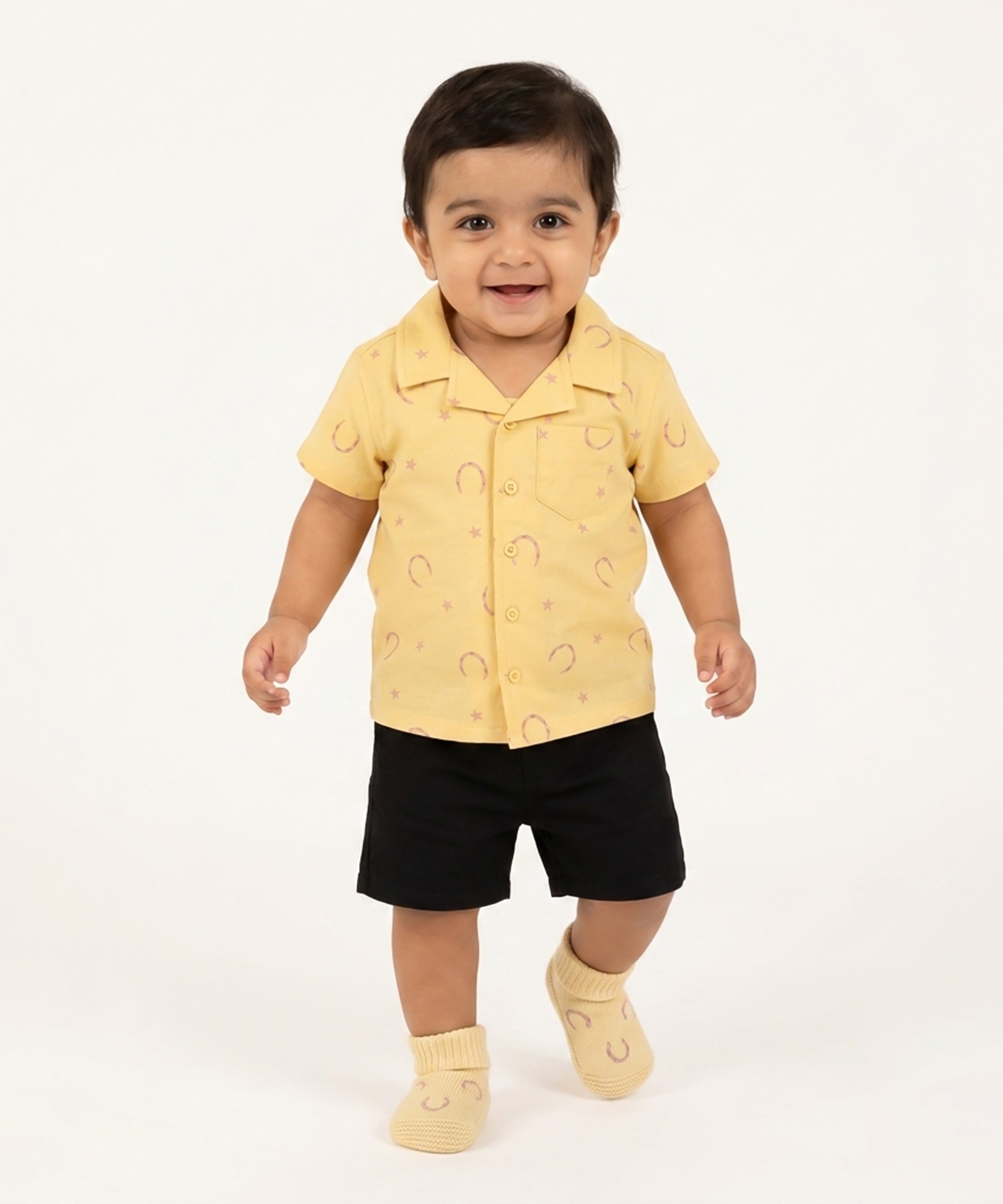 Baby Boys Printed Shirt, Yellow