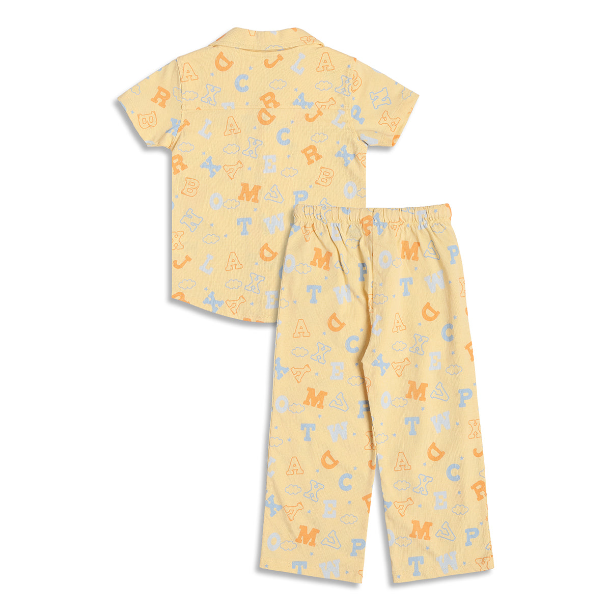 Baby Unisex Alphabet Print Night Suit Set, Yellow