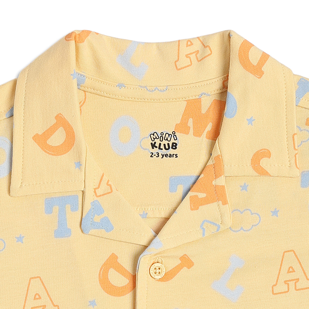 Baby Unisex Alphabet Print Night Suit Set, Yellow