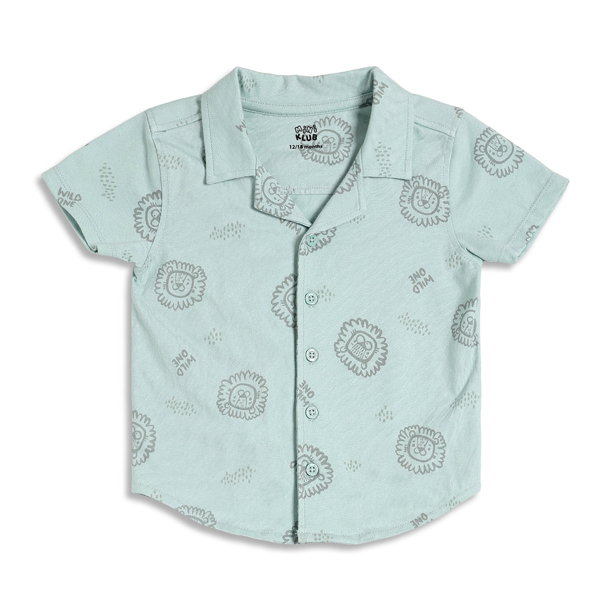 Baby Boys Lion Print Shirt and Pants Set, Mint Green