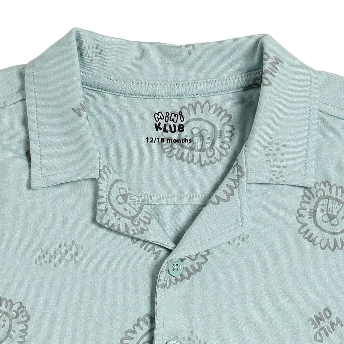 Baby Boys Lion Print Shirt and Pants Set, Mint Green