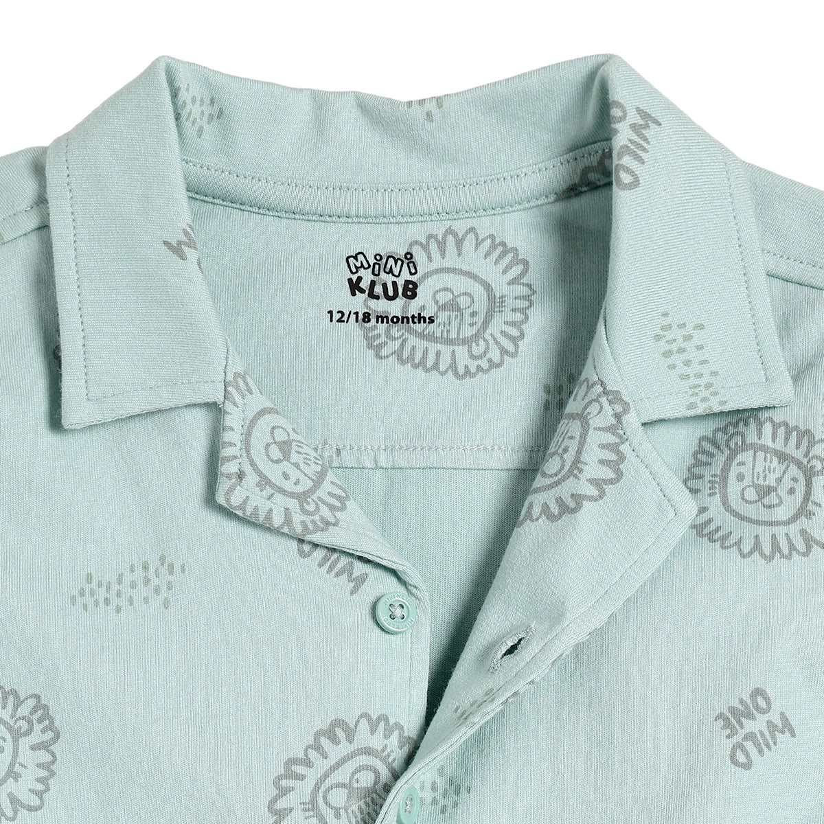 Baby Boys Lion Print Shirt and Pants Set, Mint Green